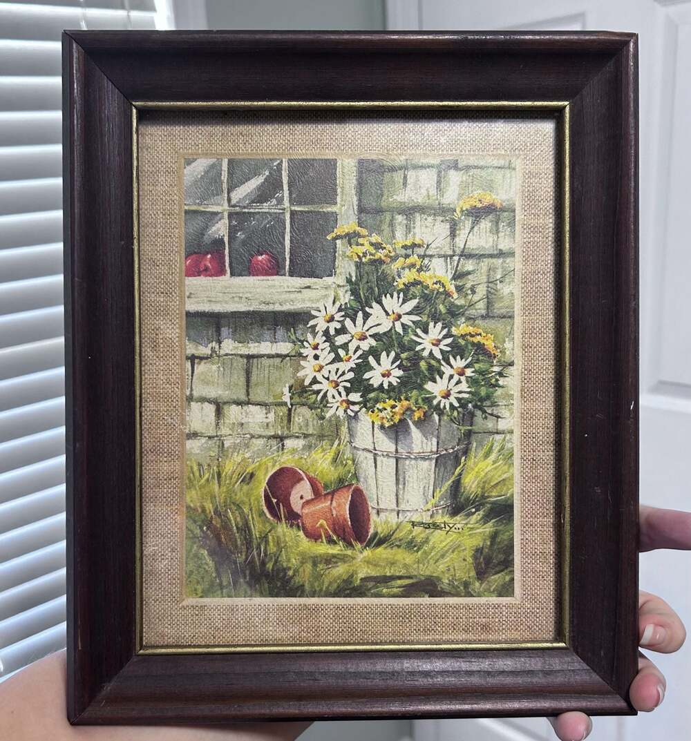 Vintage Framed Floral Still Life Print Signed by F. Gely